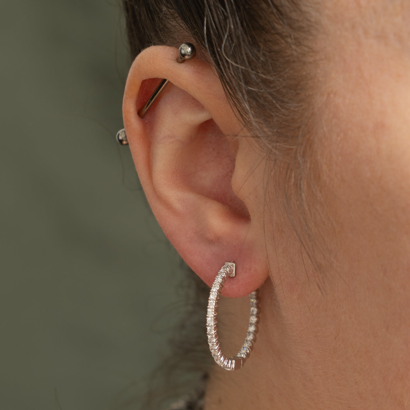 14k Eternity Diamond Hoop Earrings | 0.84ctw