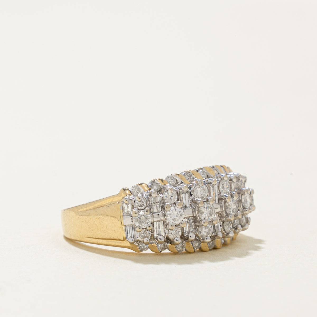 14k Multi Row Mixed Cut Semi Eternity Diamond Ring | 0.64ctw | SZ 8.5