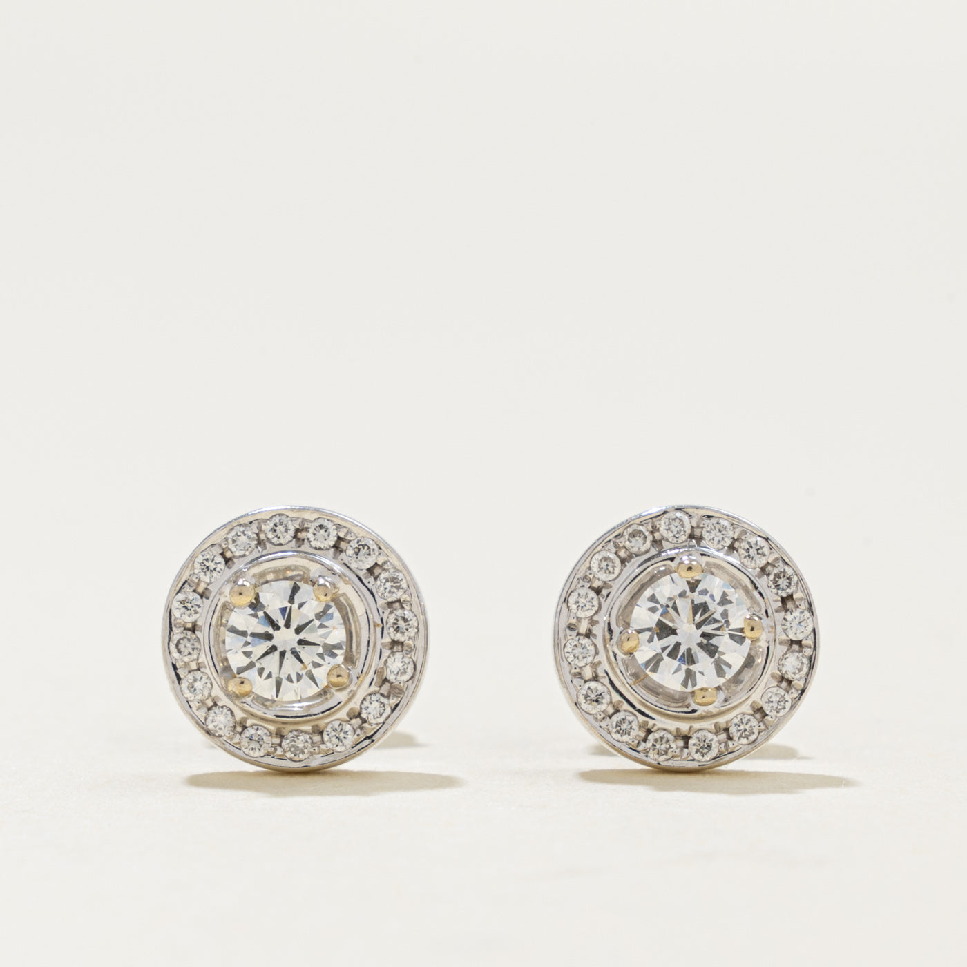 18k Diamond Halo Stud Earrings | 0.44ctw