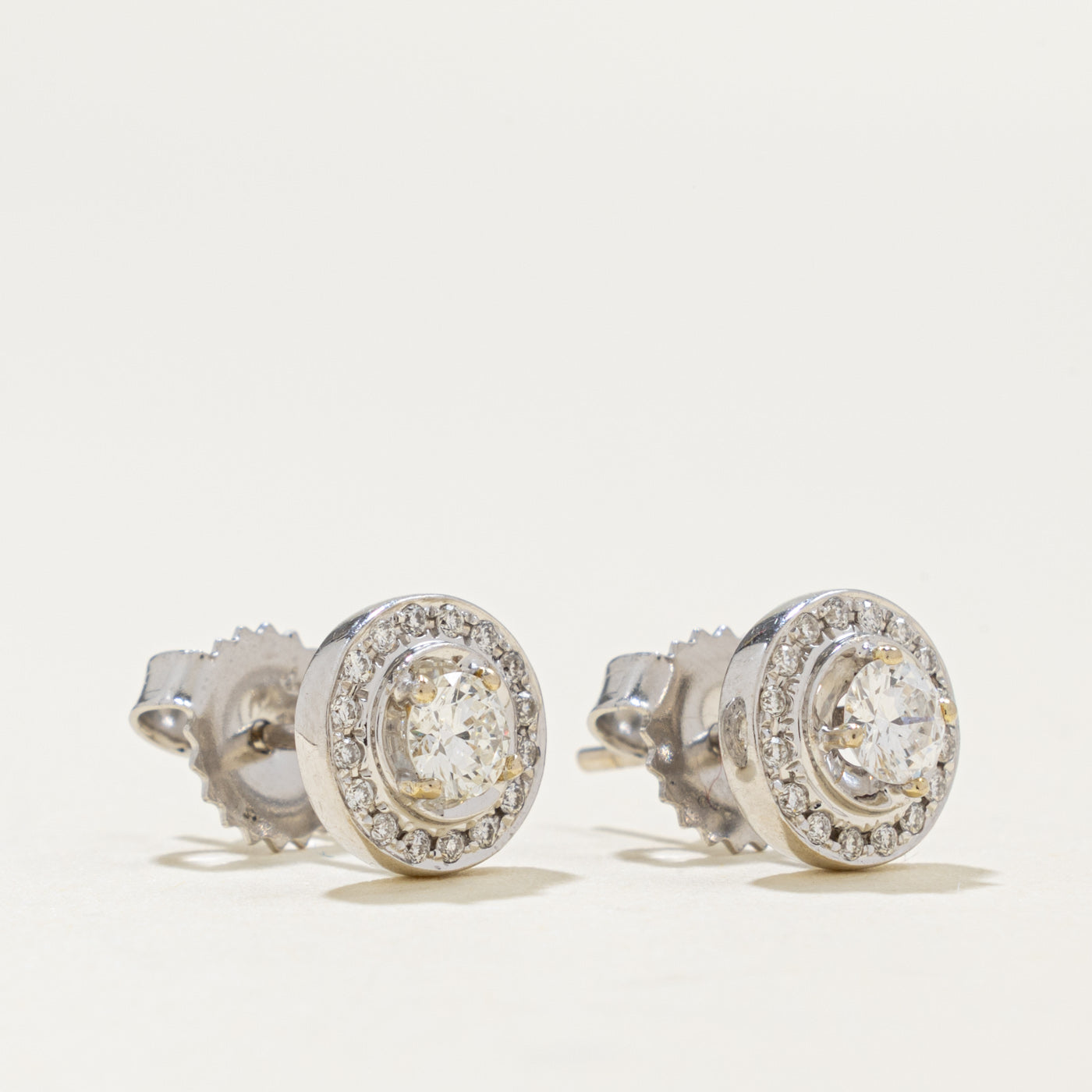 18k Diamond Halo Stud Earrings | 0.44ctw