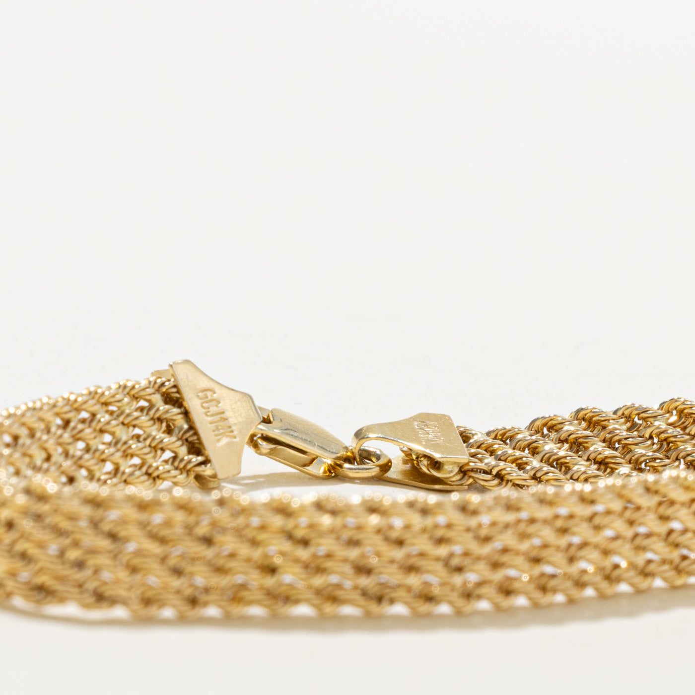 14k Yellow Gold Multi Layered Rope Chain Bracelet | 7.5"