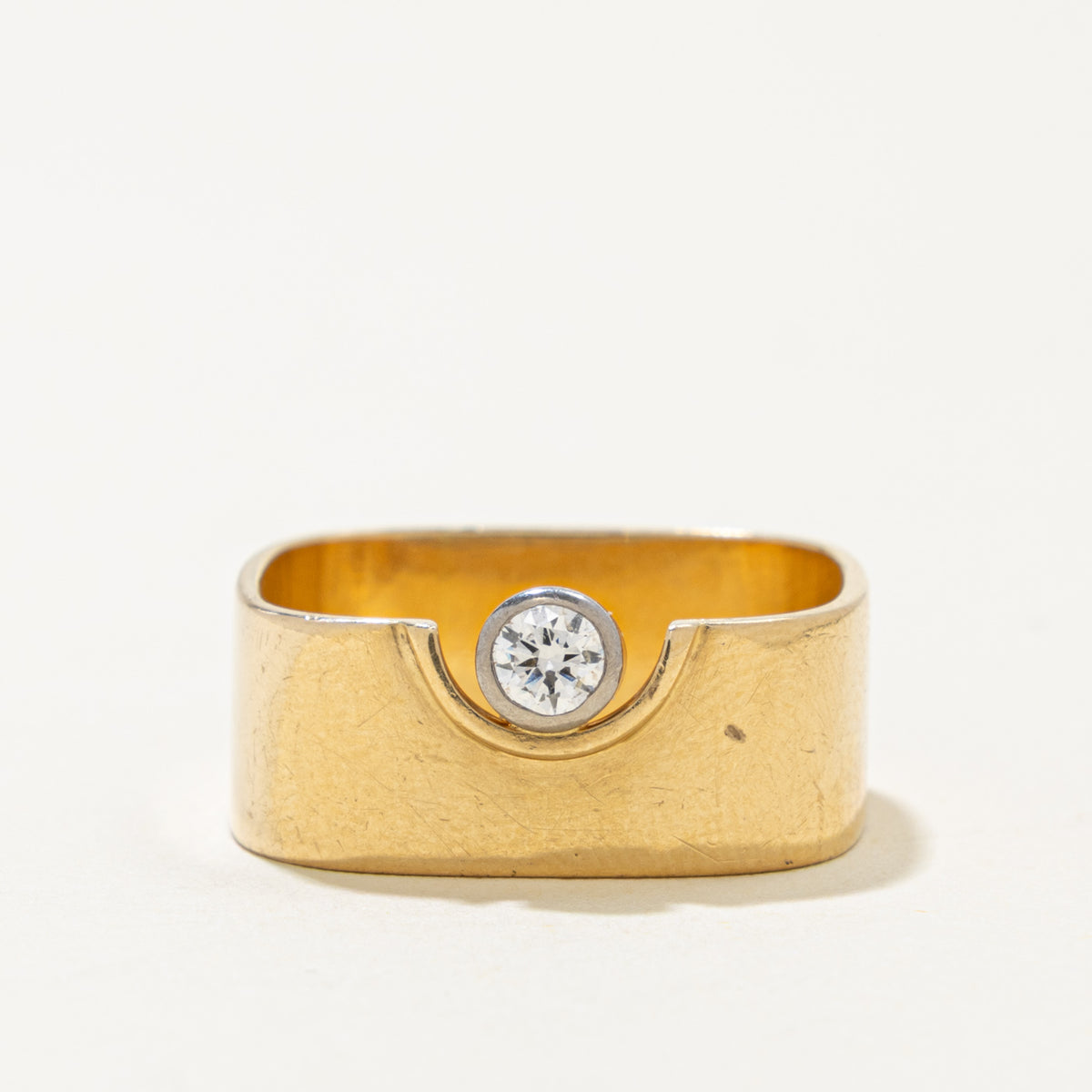 18k Solitaire Diamond Soft-Square Ring | 0.15ct | SZ 8.5
