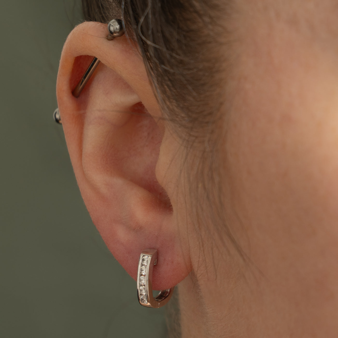 14k Diamond Soft Square Huggie Earrings | 0.30ctw