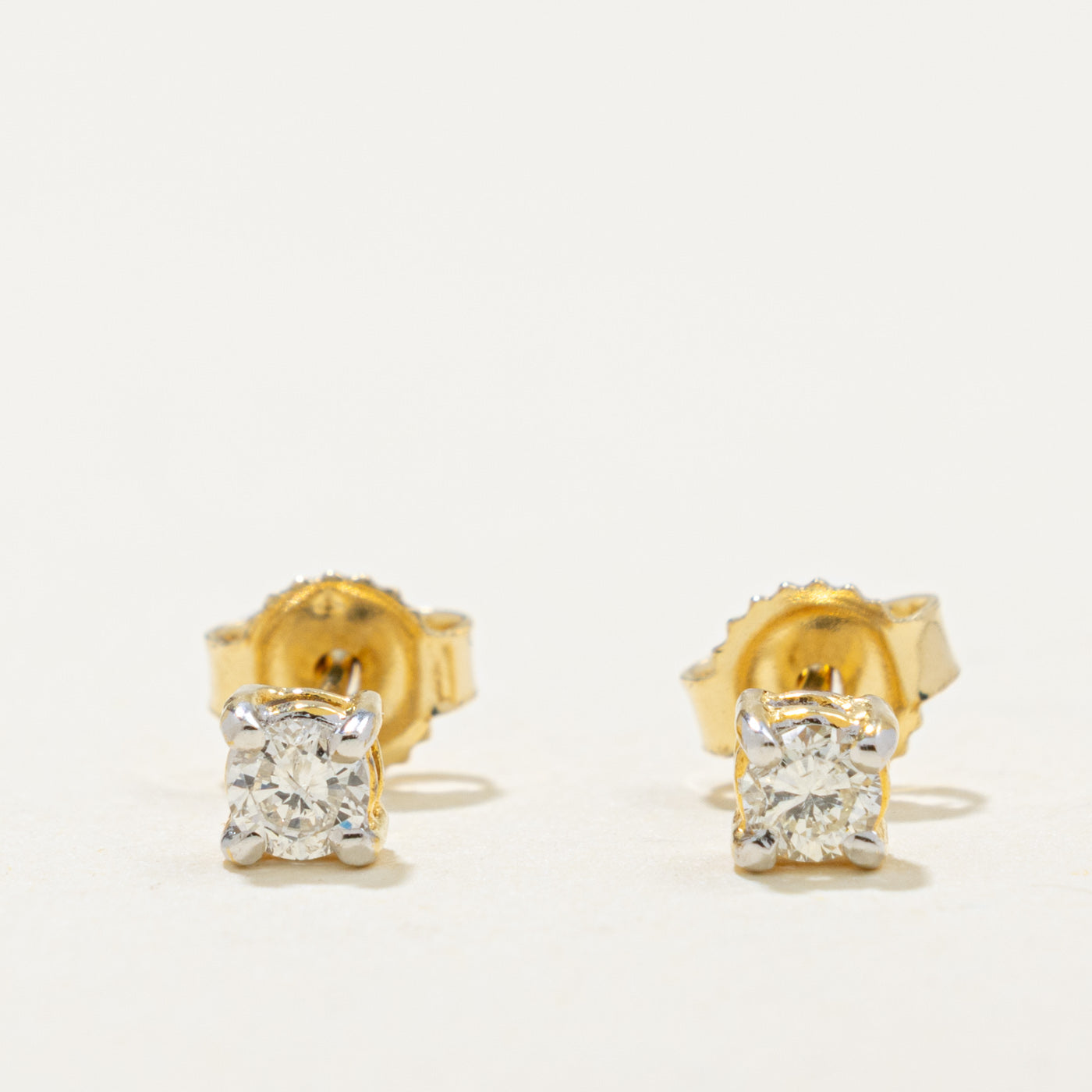18k Solitaire Diamond Petite Stud Earrings | 0.15ctw