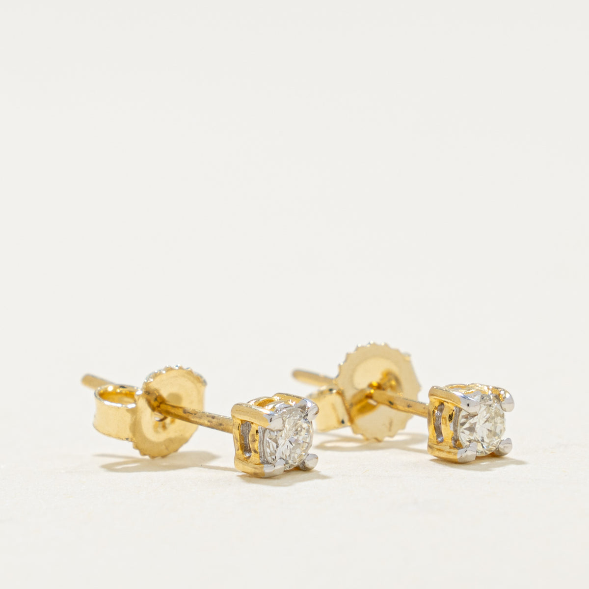 18k Solitaire Diamond Petite Stud Earrings | 0.15ctw