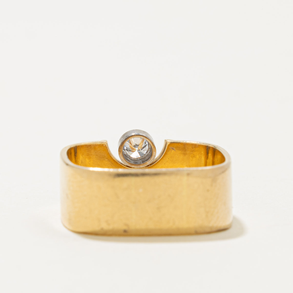 18k Solitaire Diamond Soft-Square Ring | 0.15ct | SZ 8.5