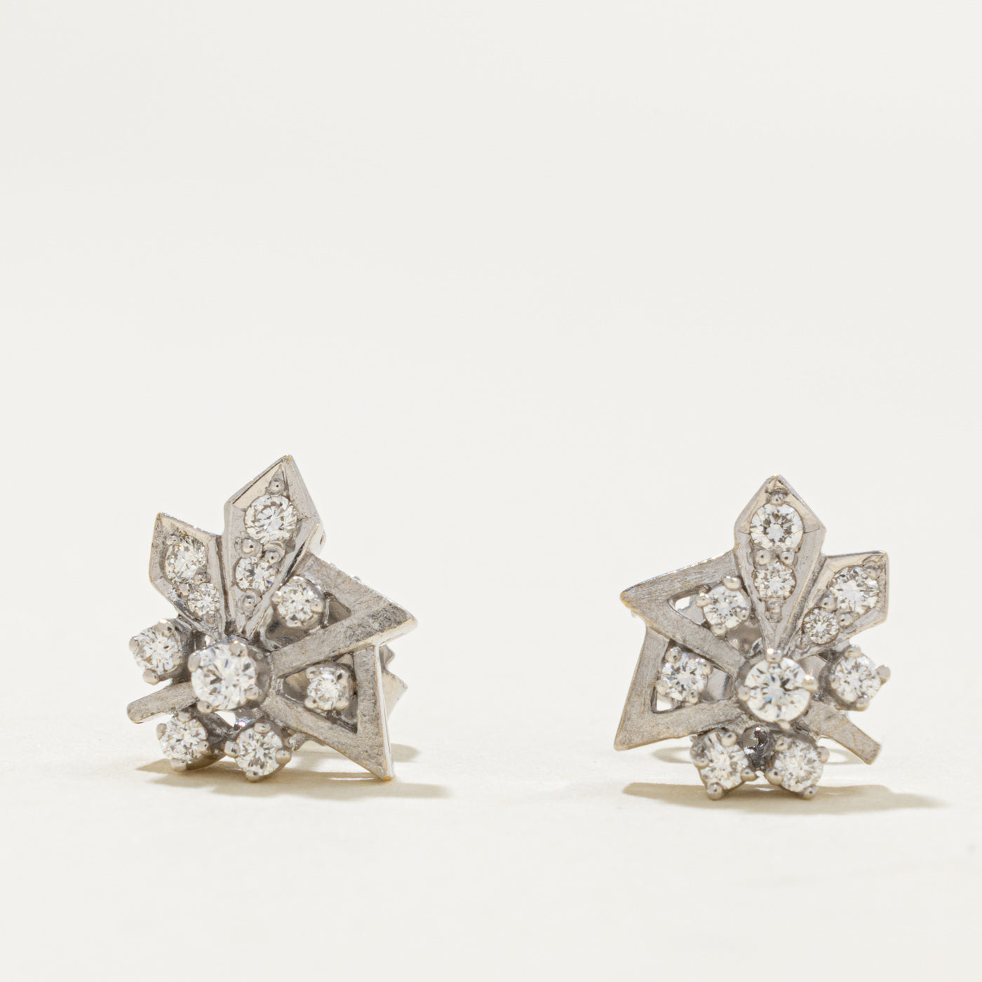 18k Diamond Geometric Cluster Stud Earrings | 0.40ctw