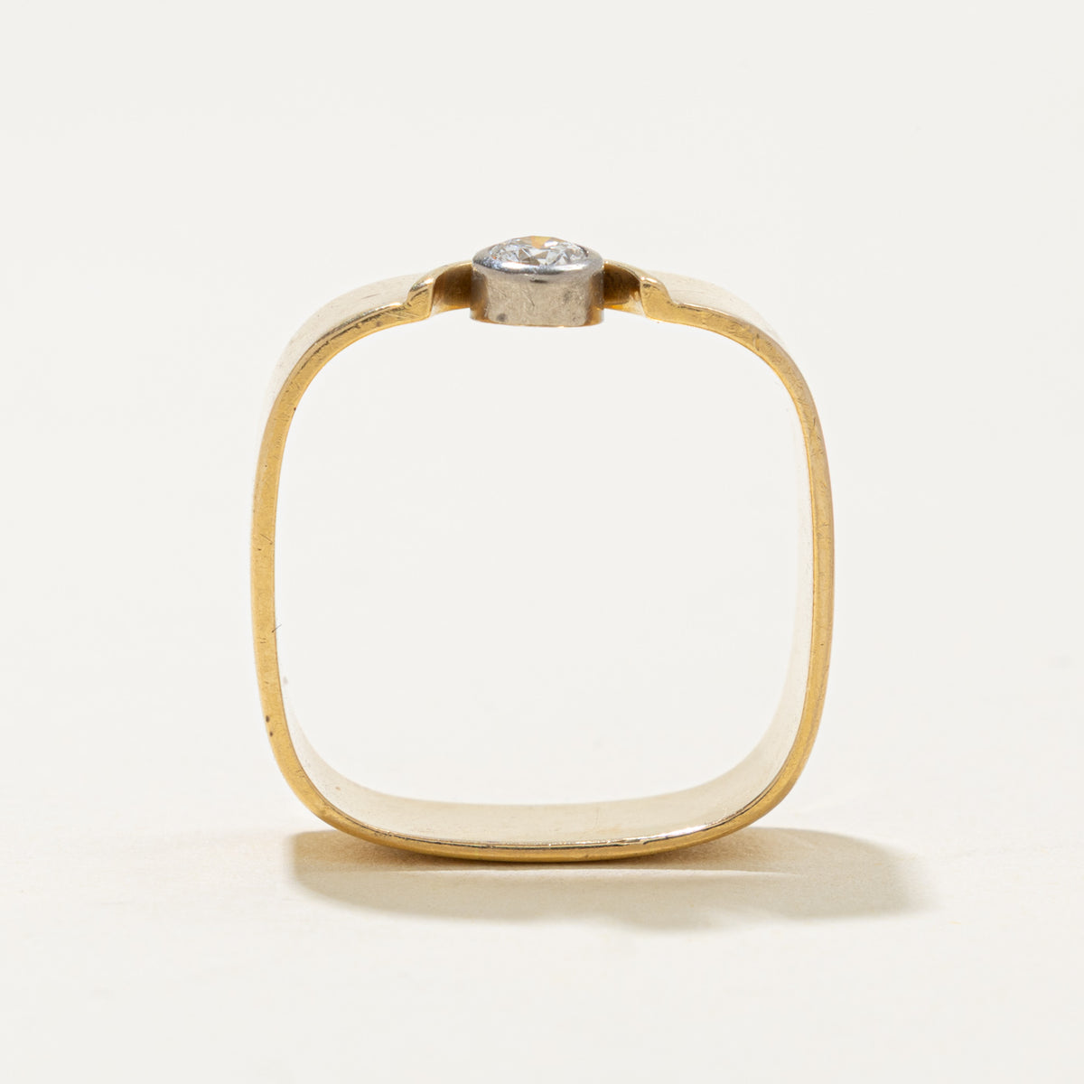 18k Solitaire Diamond Soft-Square Ring | 0.15ct | SZ 8.5