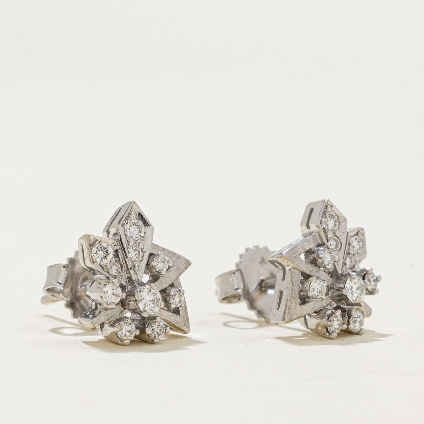 18k Diamond Geometric Cluster Stud Earrings | 0.40ctw