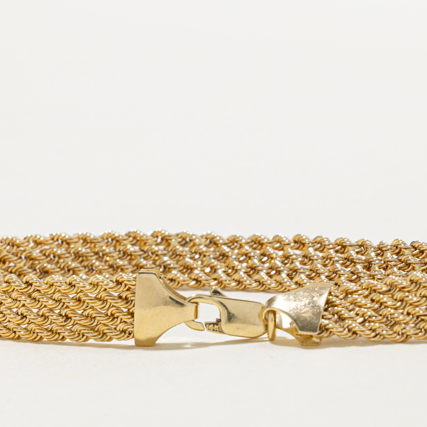 14k Yellow Gold Multi Layered Rope Chain Bracelet | 7.5"