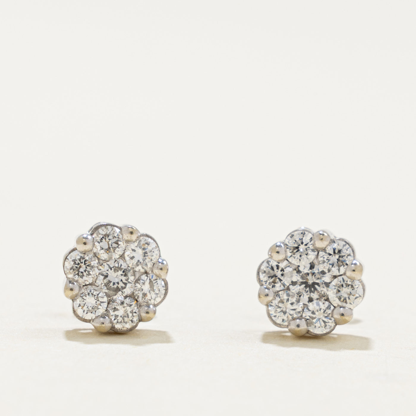 10k Diamond Cluster Stud Earrings | 0.47ctw