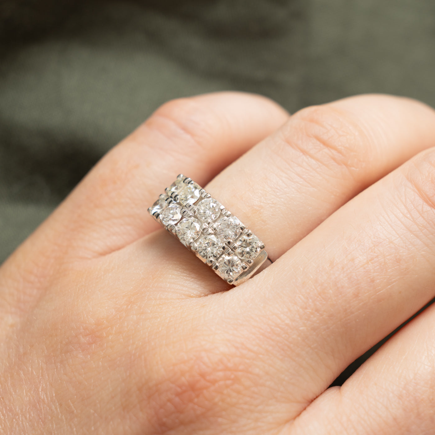 14k Double Row Diamond Band | 1.70ctw | 8.2mm | SZ 6