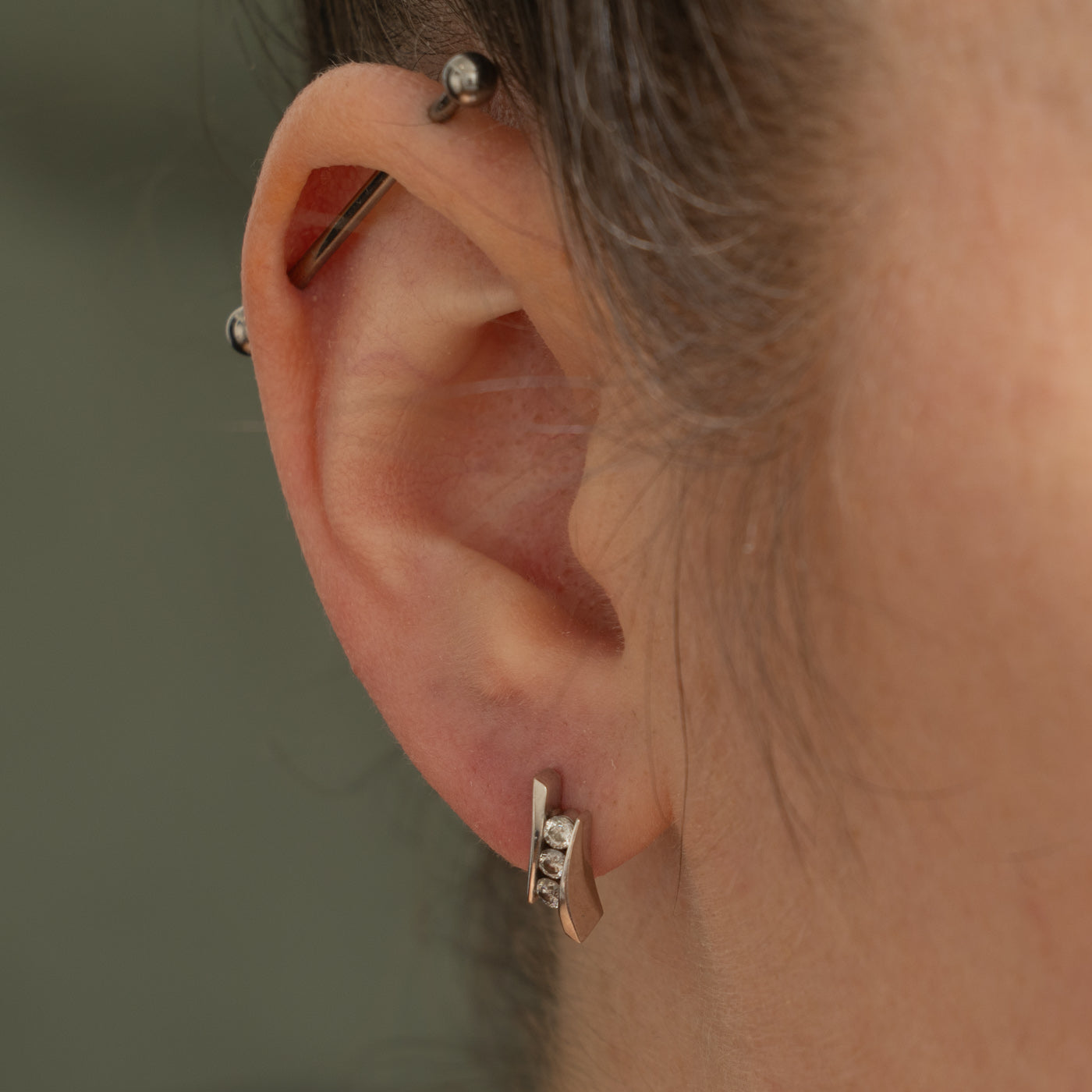 14k Channel Set Diamond Stud Earrings | 0.27ctw
