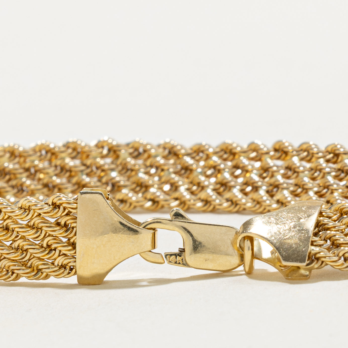 14k Yellow Gold Multi Layered Rope Chain Bracelet | 7.5"