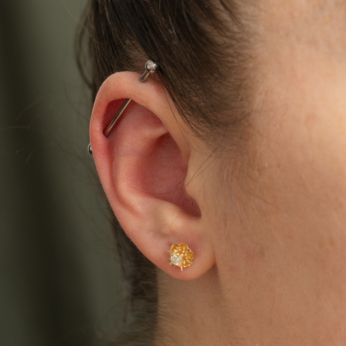 14k Diamond Floral Stud Earrings | 0.22ctw