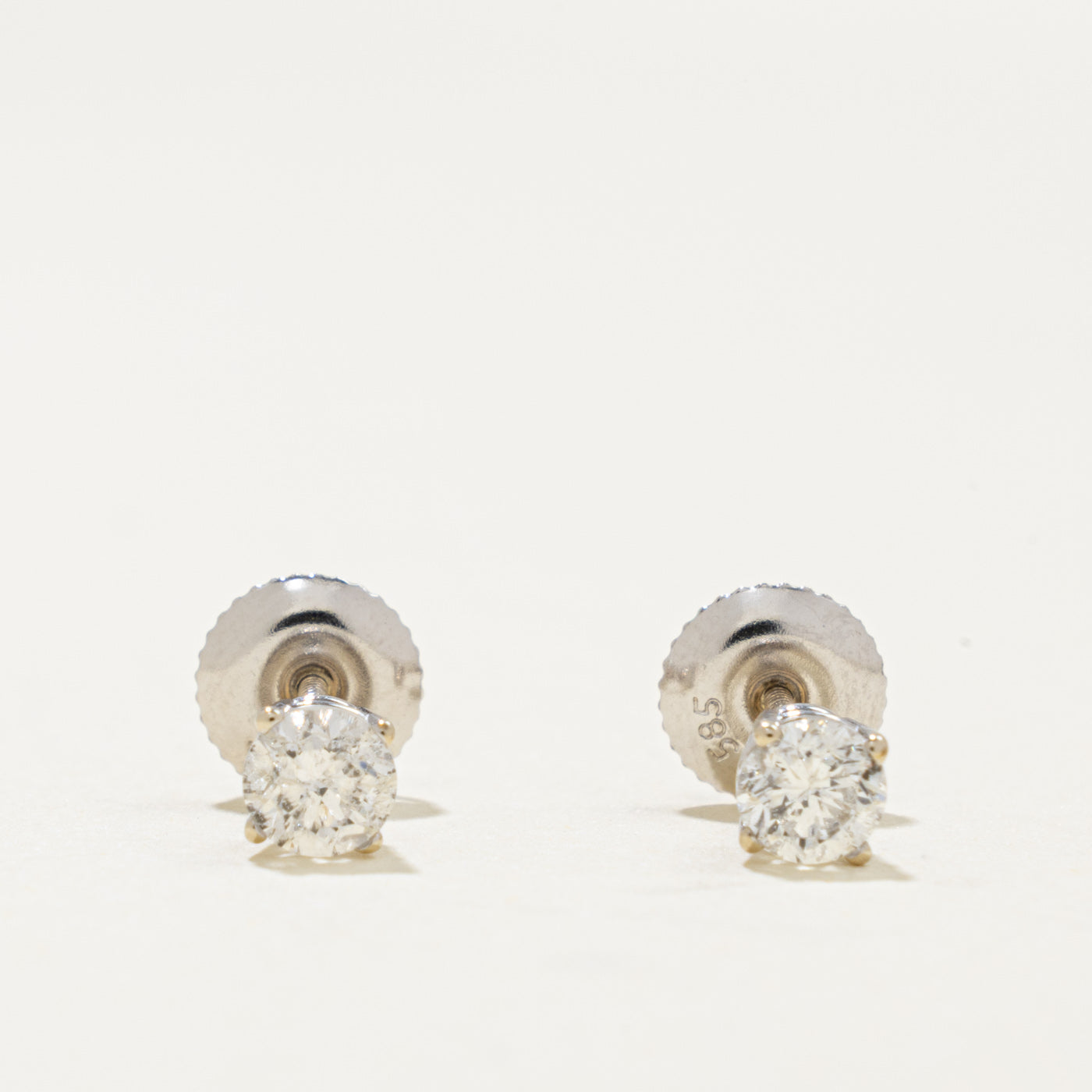 14k Solitaire Diamond Stud Earrings | 0.50ctw I2 J/K