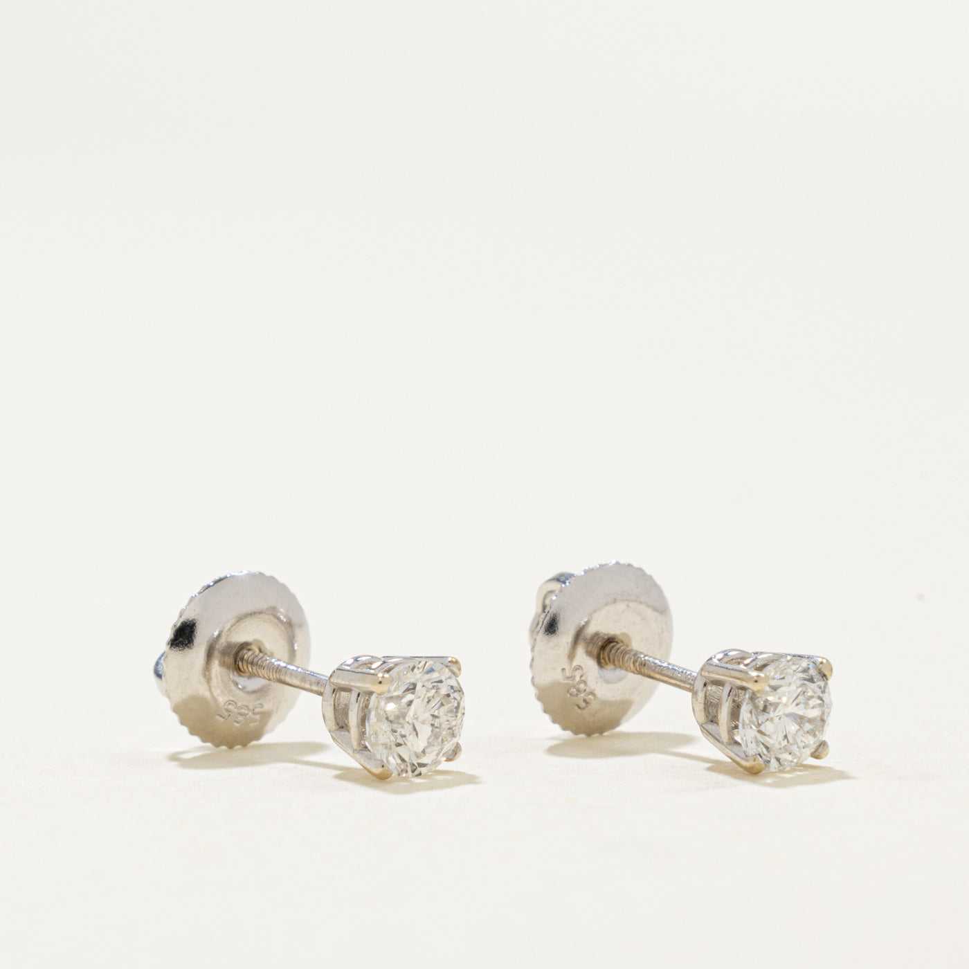 14k Solitaire Diamond Stud Earrings | 0.50ctw I2 J/K