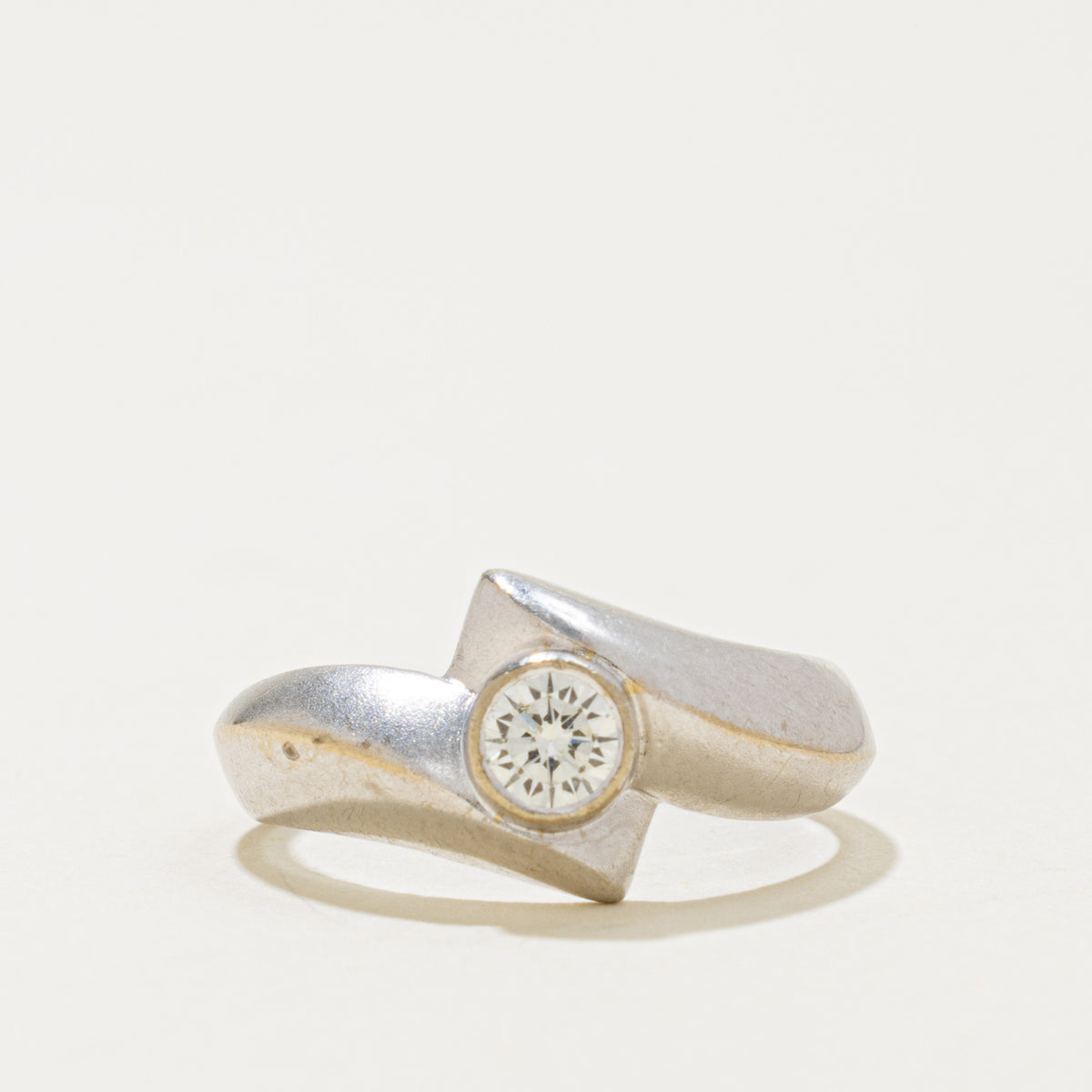 18k Solitaire Diamond Knife Edge Bypass Ring | 0.22ct | SZ 6.25