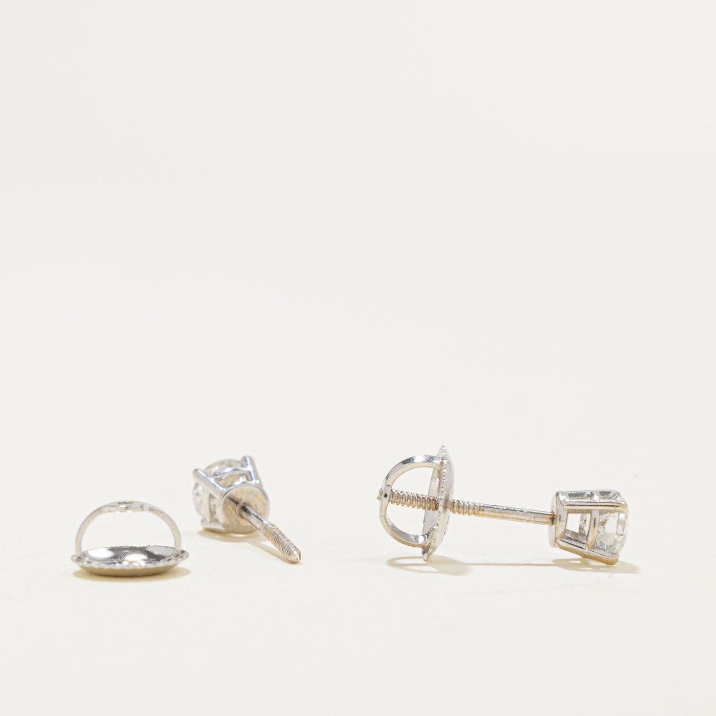 14k Solitaire Diamond Stud Earrings | 0.50ctw I2 J/K