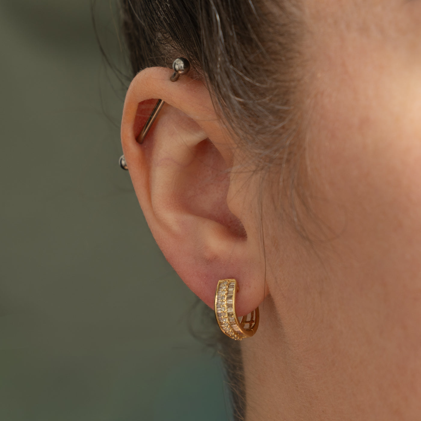 18k Mixed Cut Diamond Hoop Earrings | 0.50ctw
