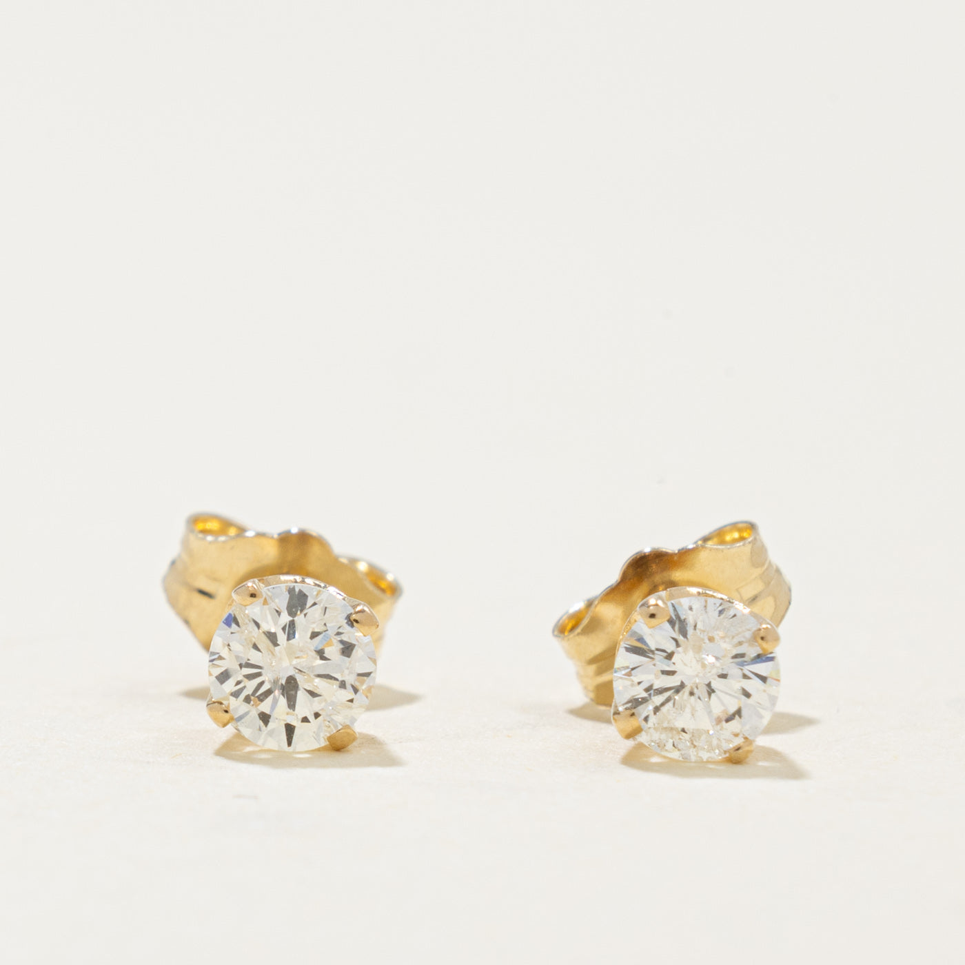 14k Solitaire Diamond Stud Earrings | 0.50ctw I2 I/J