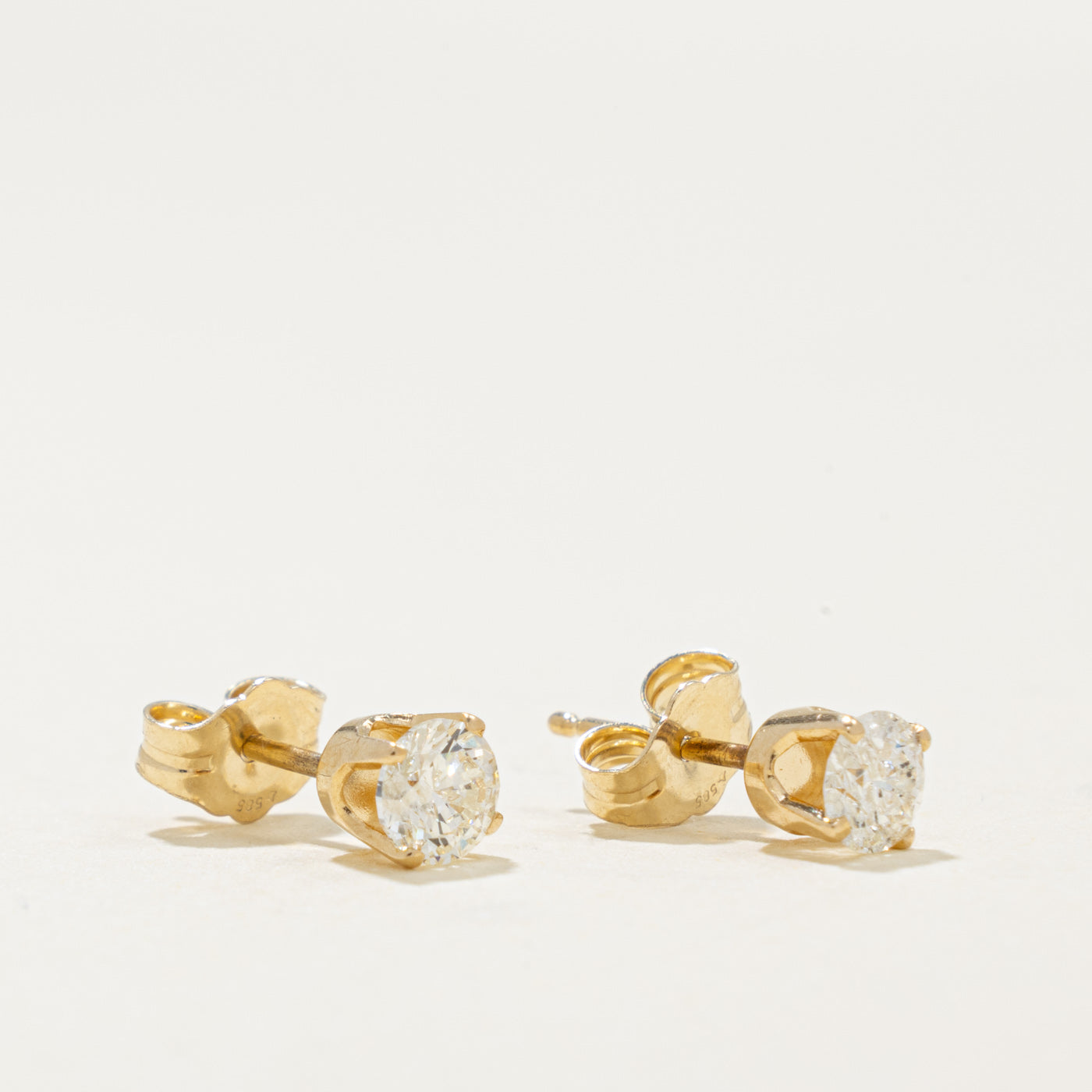 14k Solitaire Diamond Stud Earrings | 0.50ctw I2 I/J
