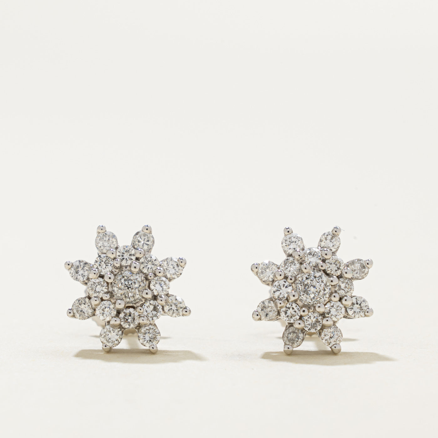 14k Diamond Petal Cluster Stud Earrings | 0.77ctw