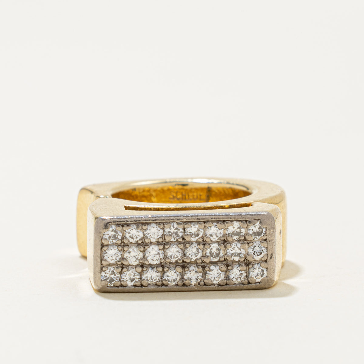 18k Pave Set Diamond Grid Geometric Cocktail Ring | 0.48ctw | SZ 4