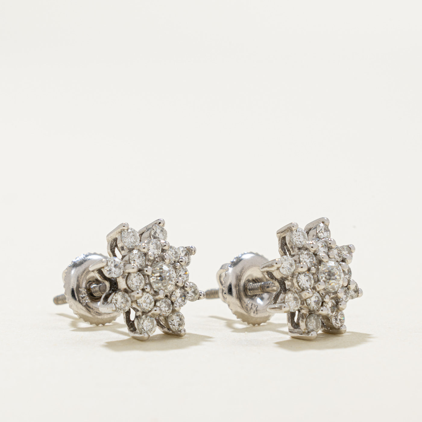14k Diamond Petal Cluster Stud Earrings | 0.77ctw