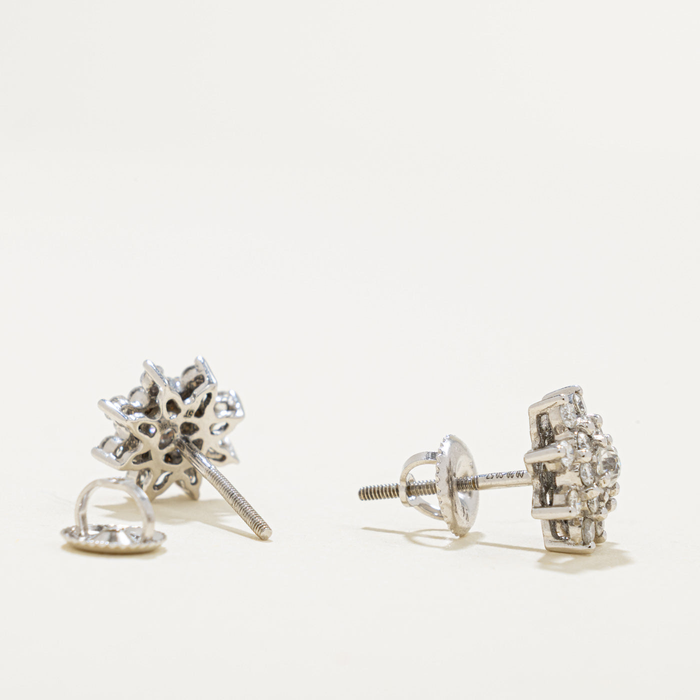 14k Diamond Petal Cluster Stud Earrings | 0.77ctw