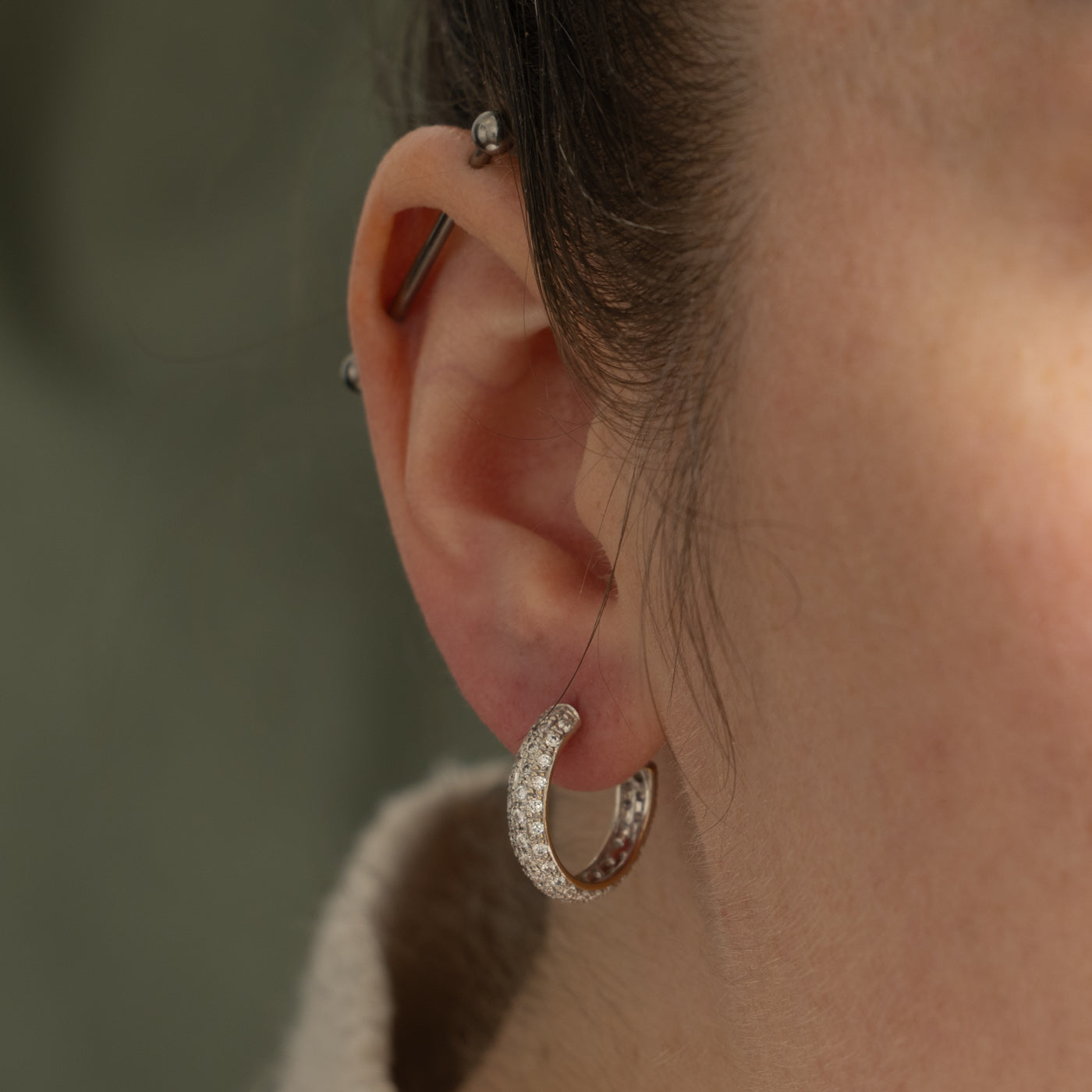 18k Diamond Pave Hoop Earrings | 1.30ctw
