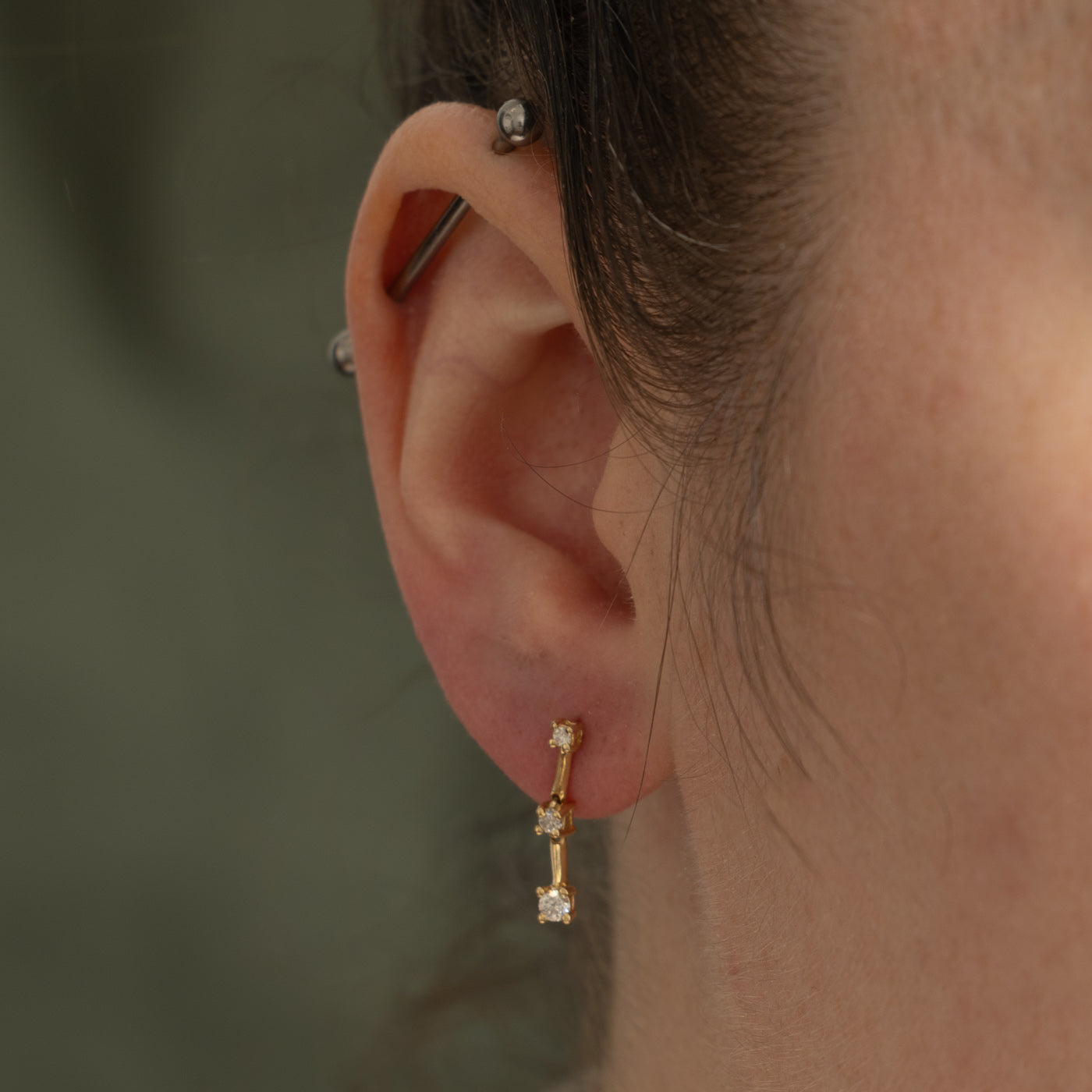 14k Diamond Three Stone Drop Earrings | 1.16ctw