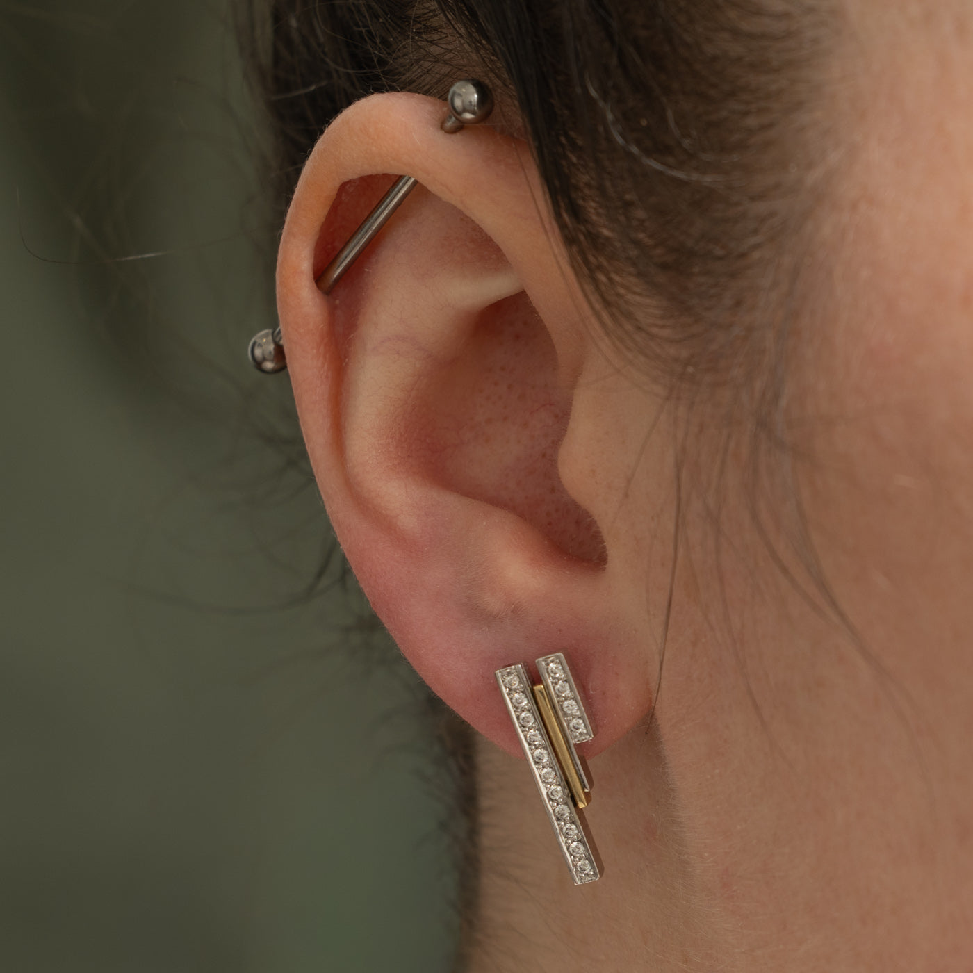 14k Diamond Multi Row Earrings | 0.30ctw