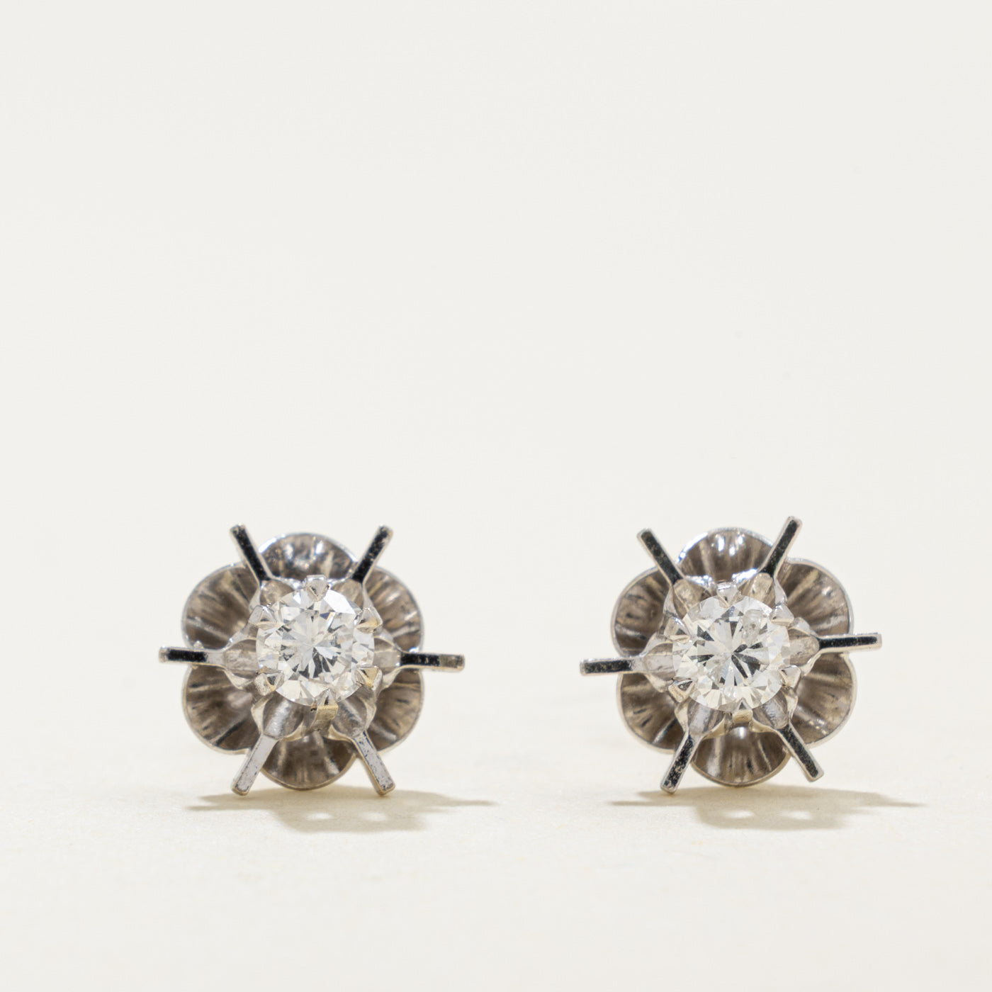 14k Diamond Floral Stud Earrings | 0.30ctw