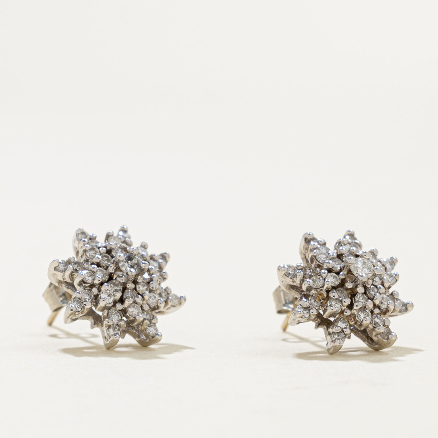 14k Diamond Floral Cluster Stud Earrings | 0.64ctw