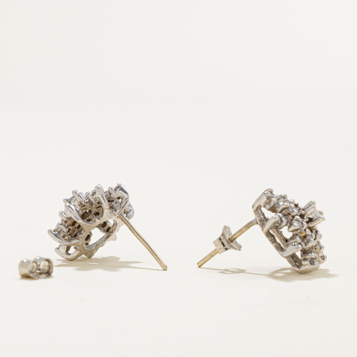 14k Diamond Floral Cluster Stud Earrings | 0.64ctw