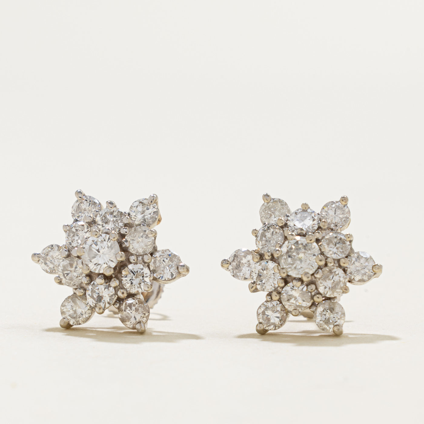 14k Diamond Floral Cluster Earrings | 1.87ctw