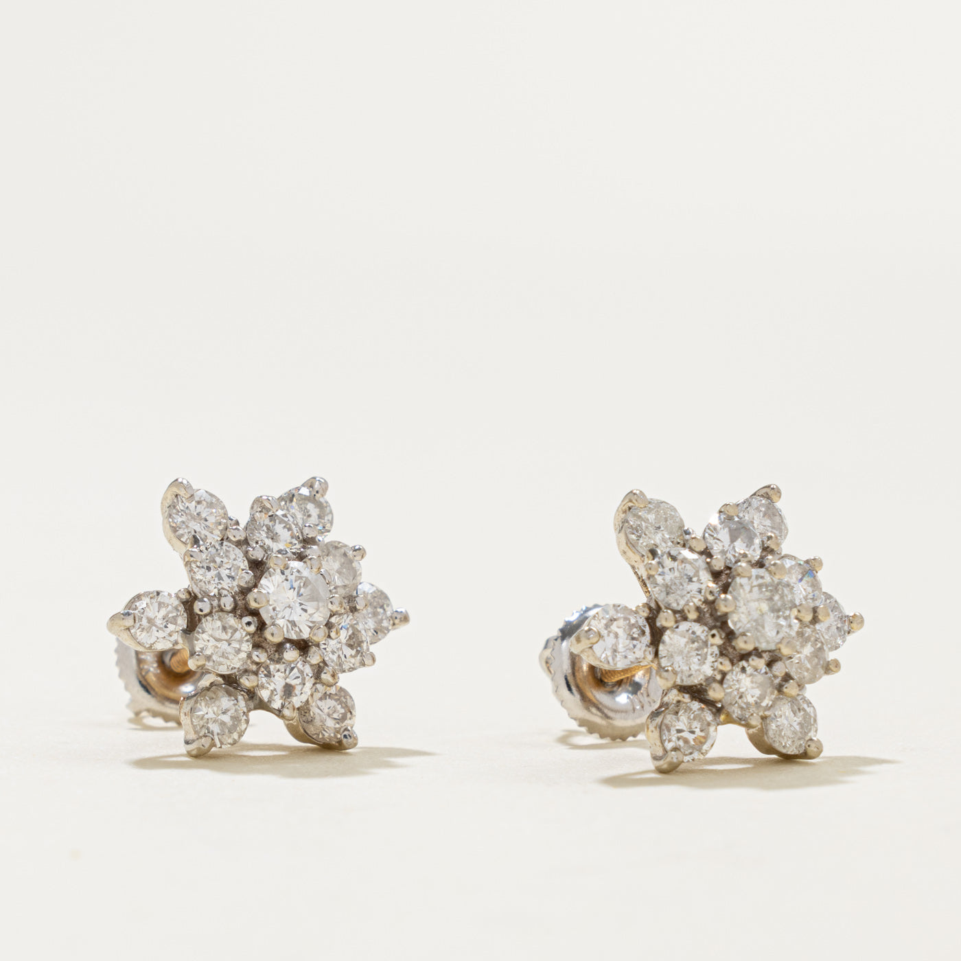 14k Diamond Floral Cluster Earrings | 1.87ctw