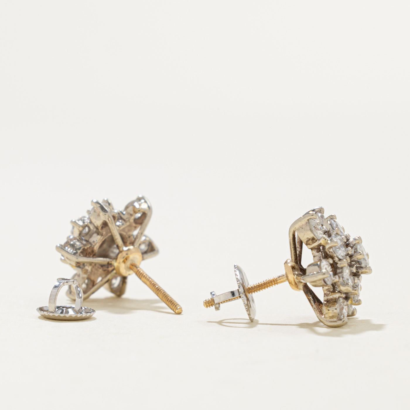 14k Diamond Floral Cluster Earrings | 1.87ctw