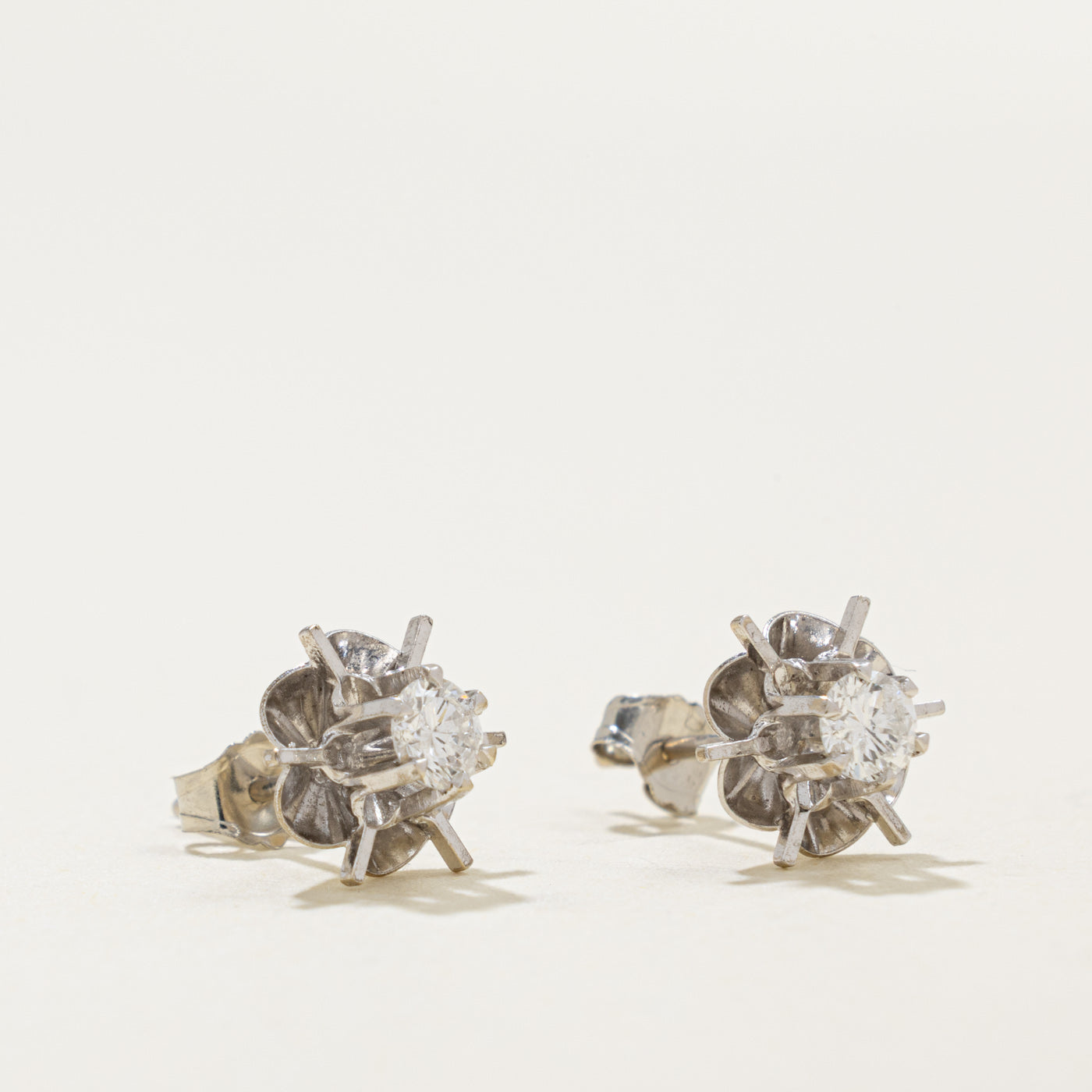 14k Diamond Floral Stud Earrings | 0.30ctw
