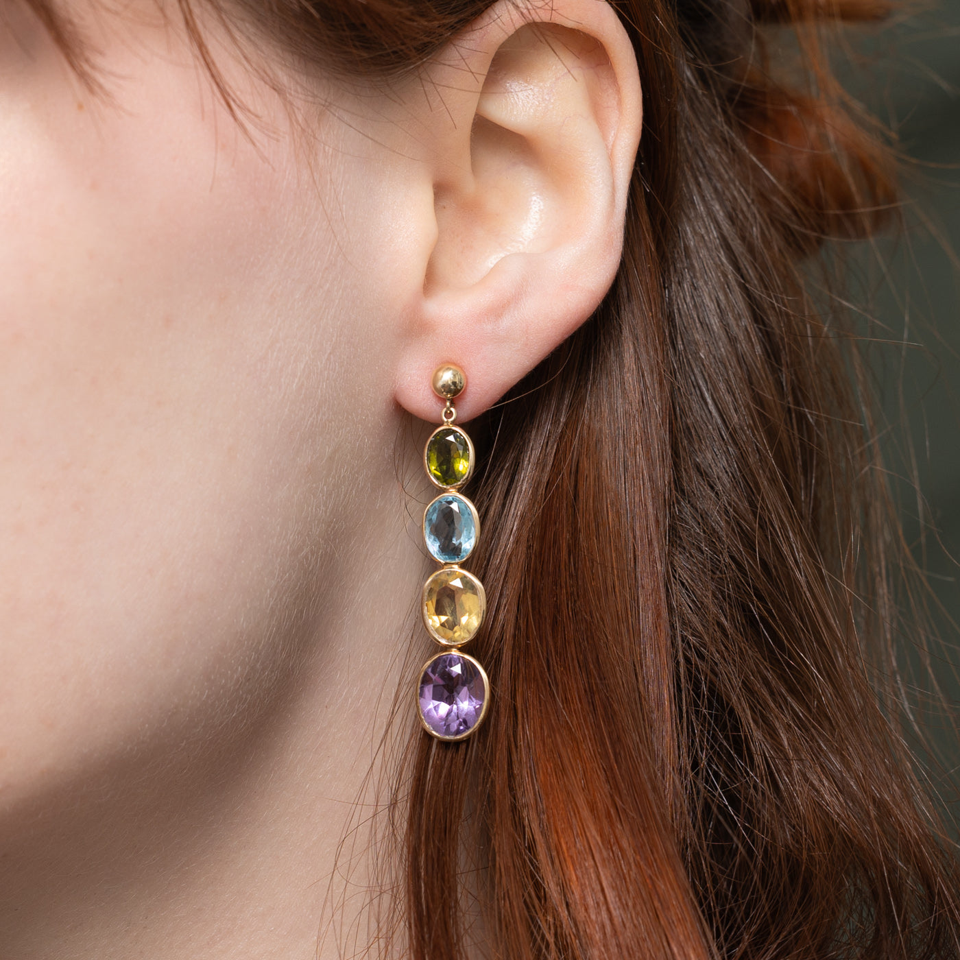 14k Bezel Set Multi Gemstone Drop Earrings | 13.92ctw