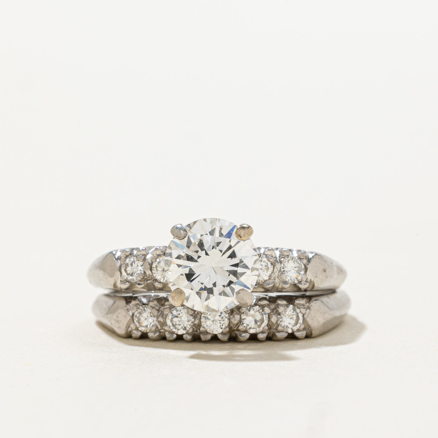 Art Deco Platinum Diamond Wedding Ring Set | 1.15ct SI1 G/H, 0.27ctw | SZ 6