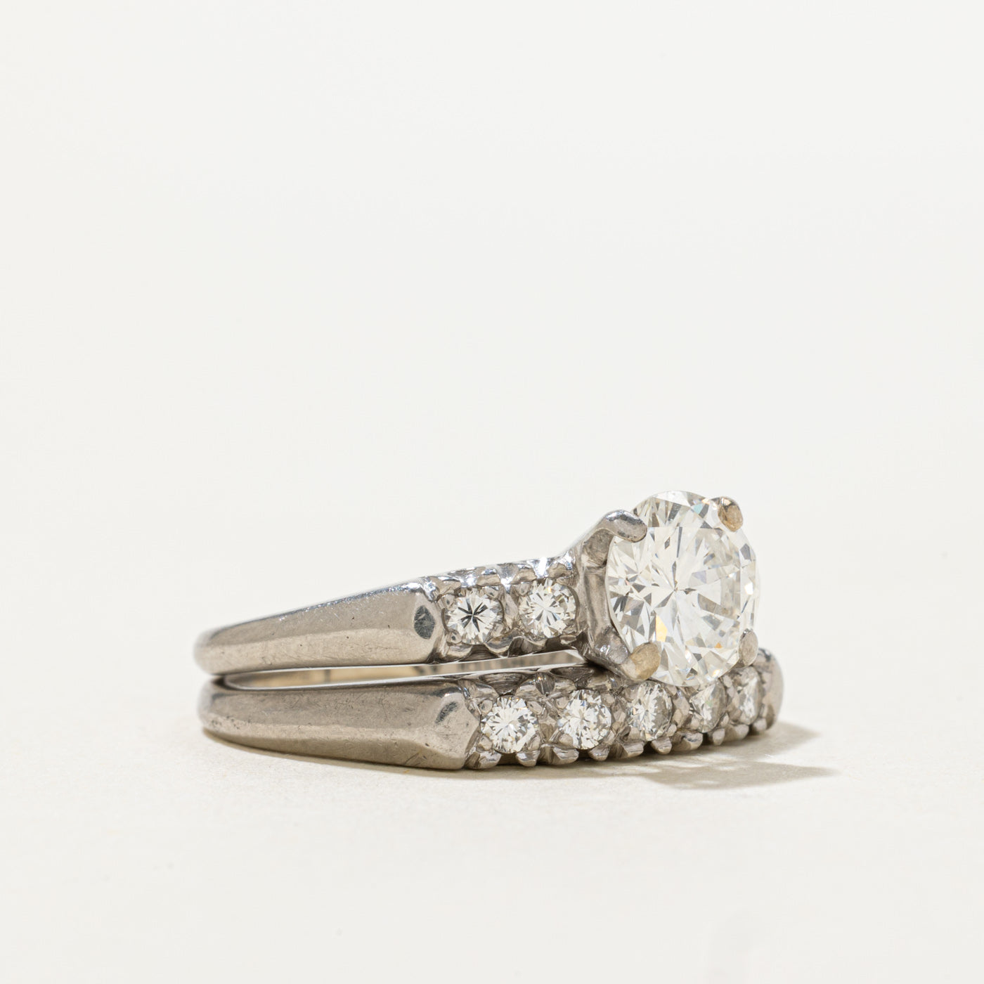 Art Deco Platinum Diamond Wedding Ring Set | 1.15ct SI1 G/H, 0.27ctw | SZ 6