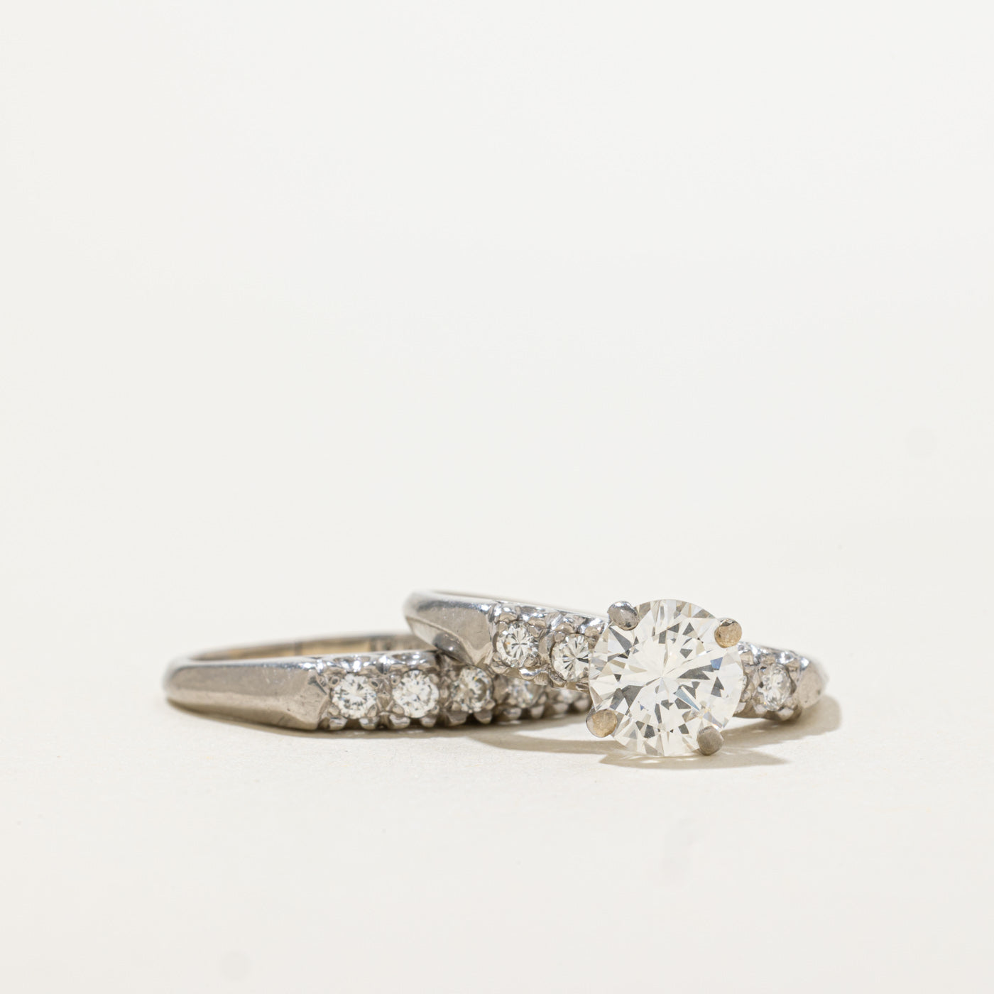 Art Deco Platinum Diamond Wedding Ring Set | 1.15ct SI1 G/H, 0.27ctw | SZ 6