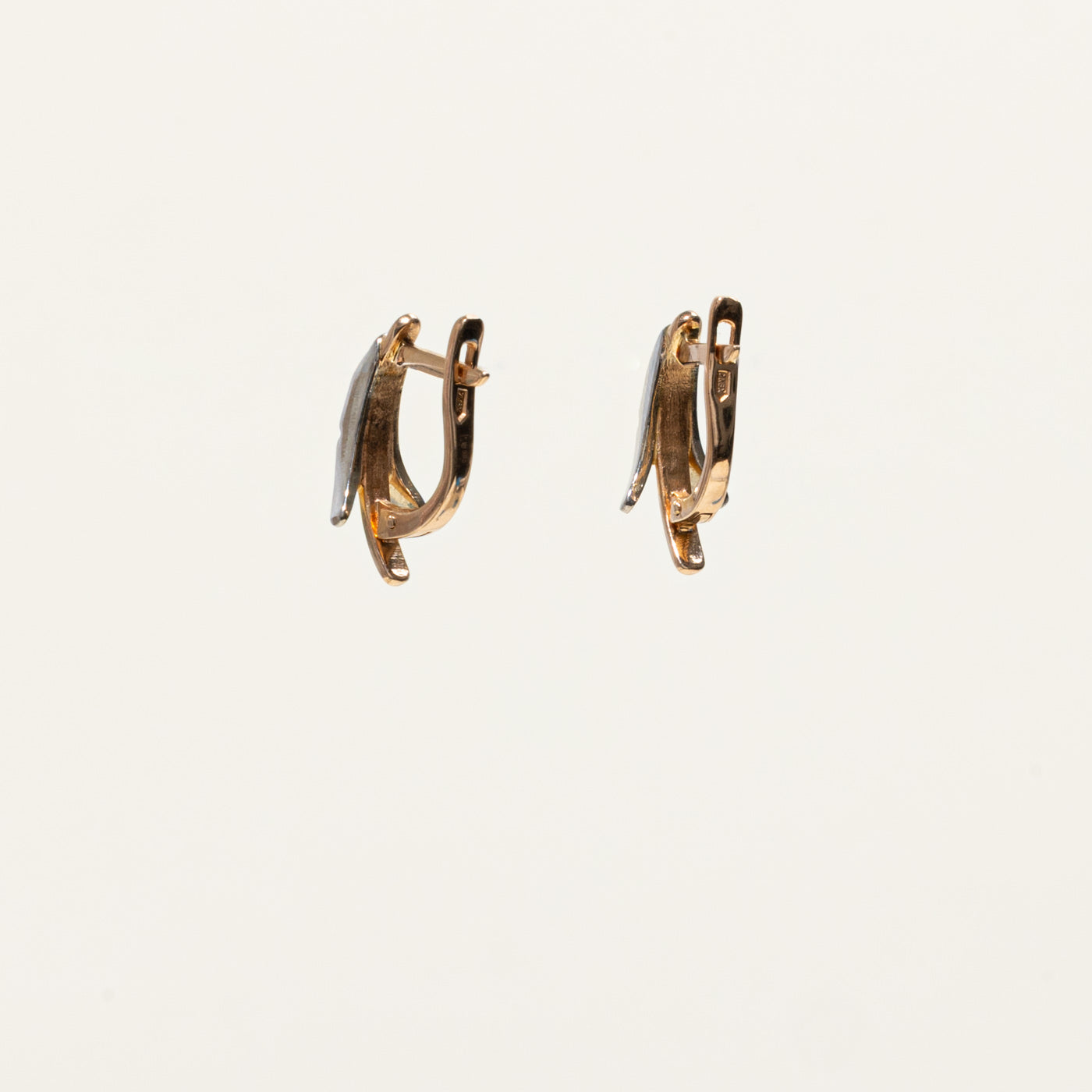 14k Two Tone Gold Diamond Earrings | 0.07ctw