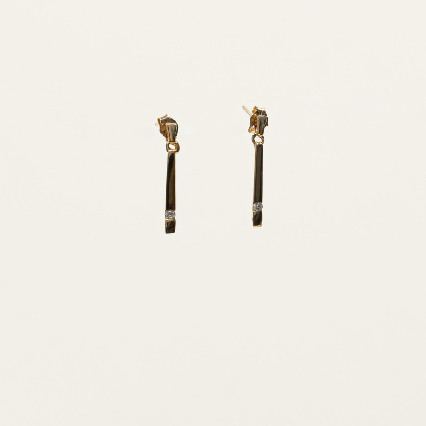 10k Single Diamond Bar Drop Earrings