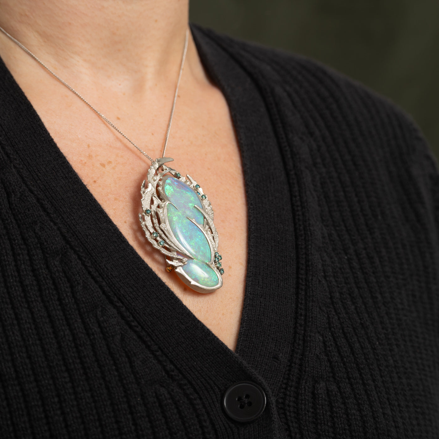 Australian Opal & Diamond Convertible Pendant/Brooch/Bracelet | 60.12ct | 1.13ctw |