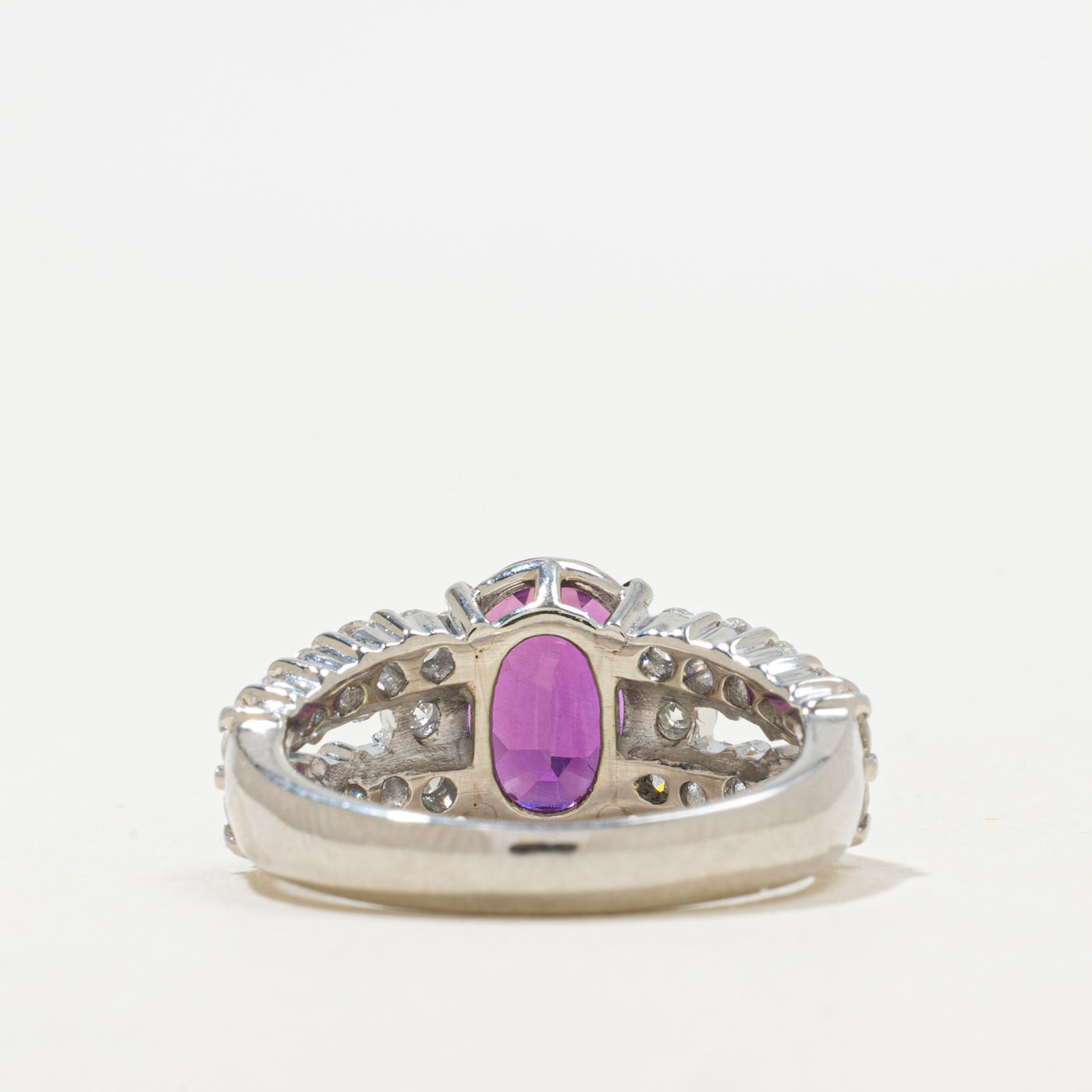 2.46ct GRS Unheated Purple-Red Ruby & Diamond Ring | GRS 2.46ct, 1.10ctw | SZ 6.25