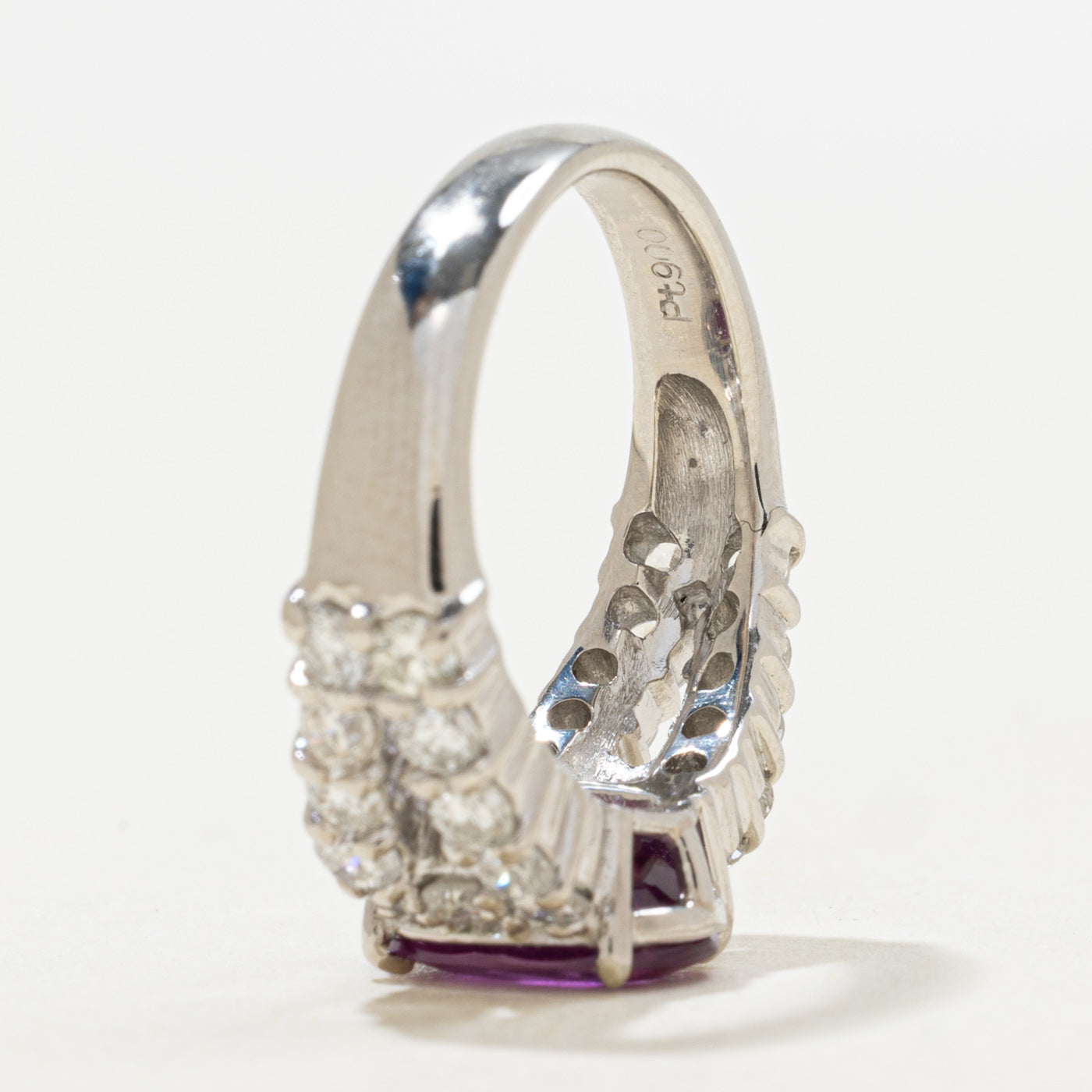 2.46ct GRS Unheated Purple-Red Ruby & Diamond Ring | GRS 2.46ct, 1.10ctw | SZ 6.25