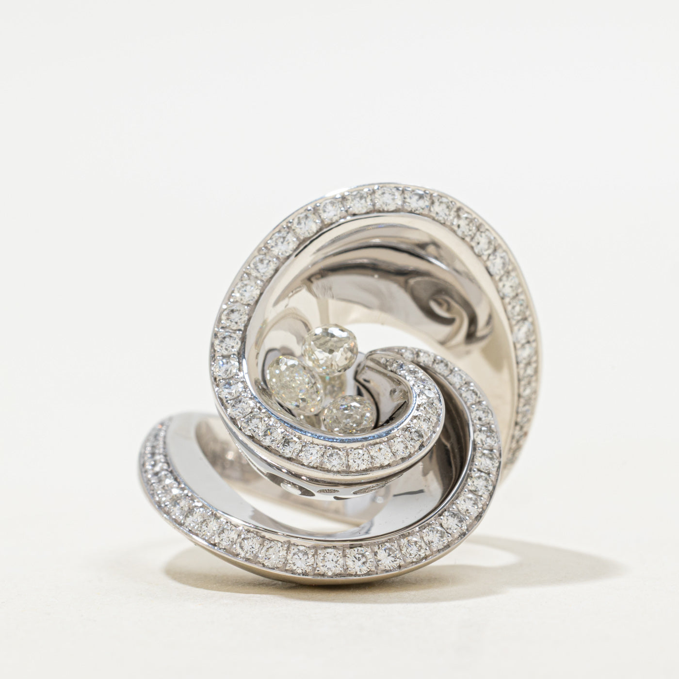 'De Grisogono' Briolette Diamond Swirl Cocktail Ring | 1.50ctw, 0.85ctw | SZ 6.5